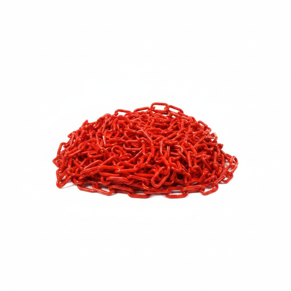 KRAFFT Red Plastic Chain 8mm x 50m for Barriers and Hazard Marking