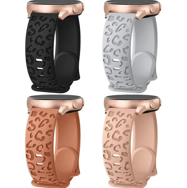 4-Pack Leopard Engraved Silicone Watch Bands Compatible with Samsung Galaxy