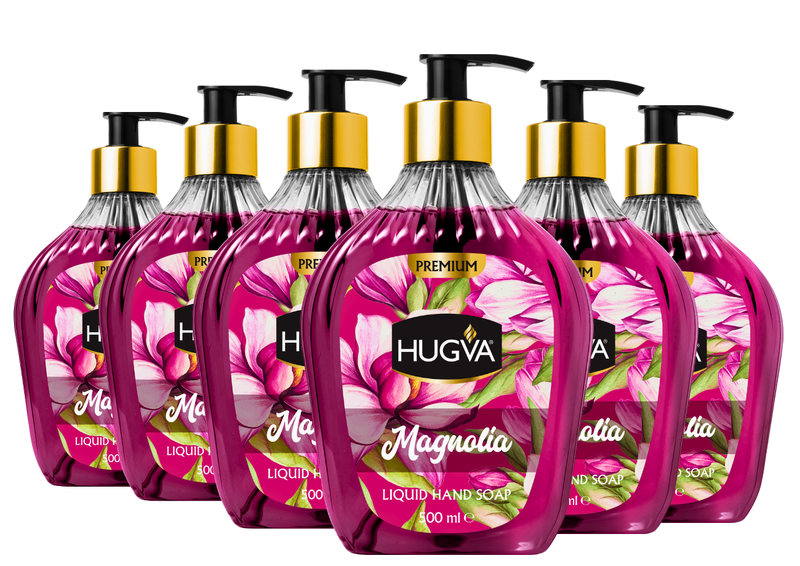 Hugva 500ml Premium Hand Wash Liquid, Magnolia, Special Formula Pack of 6