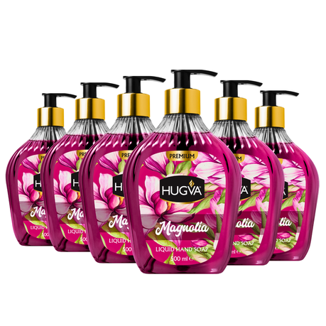 Hugva 500ml Premium Hand Wash Liquid, Magnolia, Special Formula Pack of 6 Image