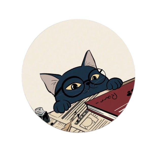 Anti-Slip Cute Black Cat With Glasses Mouse Pad - Multicolor