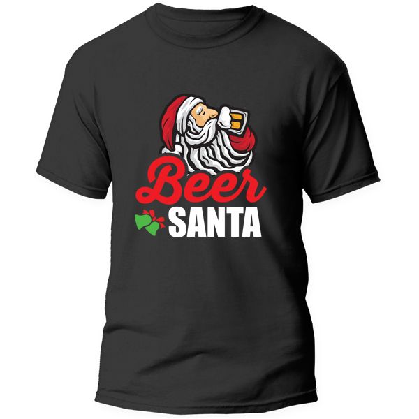 Christmas Printed T-Shirt - Beer Santa