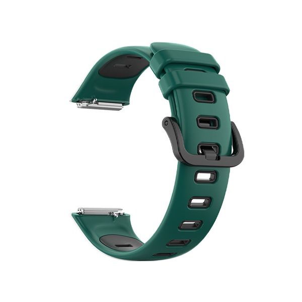 Silicone Sport Strap Compatible with Huawei Band 7-Pine Green &amp; Black