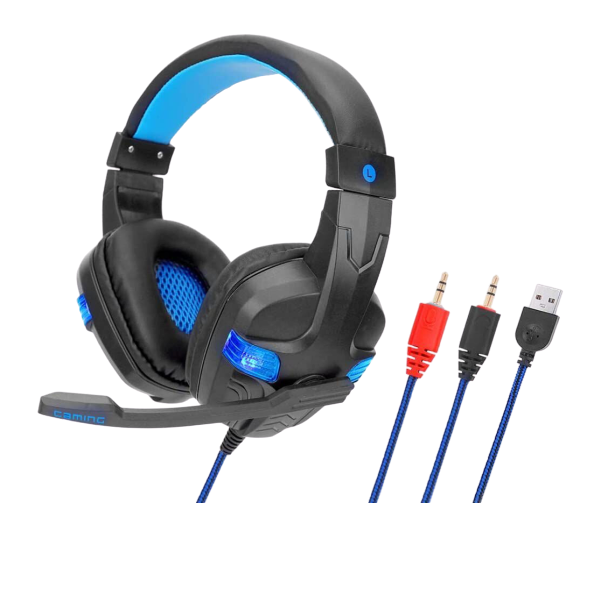 SY860MV Blue Gaming Headset 3.5mm Wired Noise Canceling Headphone with Mic