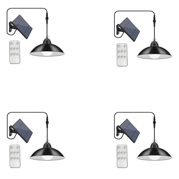 Set of 4 Outdoor Remote Controlled Solar Powered Hanging LED Lights
