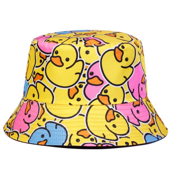 New Little Yellow Duck Print Bucket Hat Outdoor Sun Hat Fisherman Hat