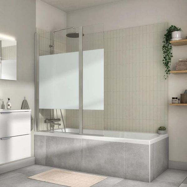 Sensea Essential Chrome Pivot Screen with 5mm Printed Glass &amp; 35cm Deflector Panel