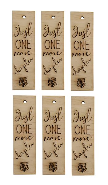 Wooden Just One More Chapter Bookmarks - Set of 6