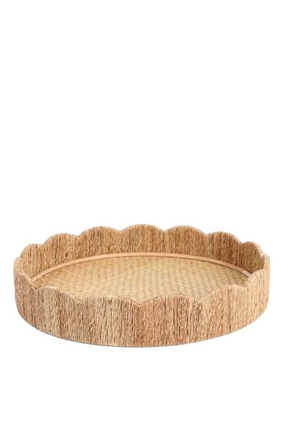 Rattan Scallop Decor Tray, 45cm