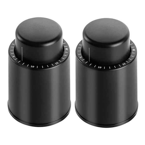 2Pcs Wine Bottle Stoppers with Time Scale Record Vacuum Stoppers Preserver