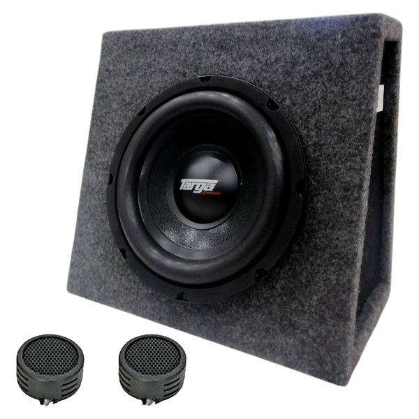 Targa TG-F80D 8" 3000Watt Flat Subwoofer in Enclosure with Evo Tweeters