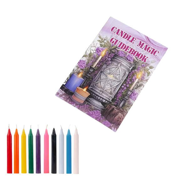 10 Witchcraft Candles with Candle Magic Guidebook