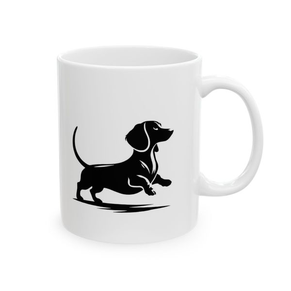 Dachshund Coffee Mug - Running Silhouette Dog Illustration