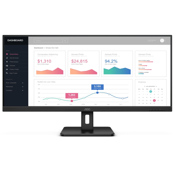 AOC U34E2M 34" Ultra-Wide WQHD Monitor - 100Hz Frameless Computer Monitors