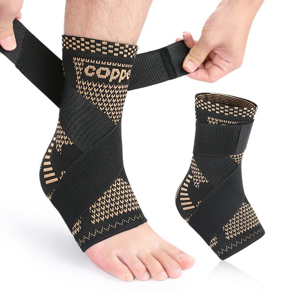 1 Pair Copper Ankle Brace for Sprains, Tendonitis &amp; Pain Relief