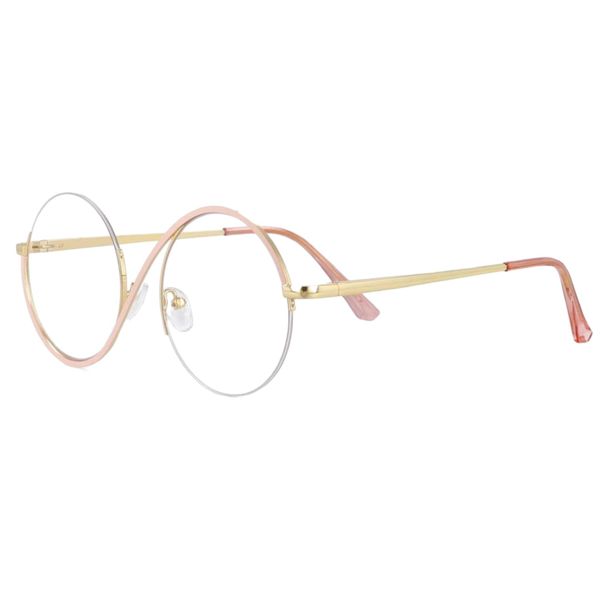 Chic Pink &amp; Gold Round Anti-Blue Light Glasses for Women