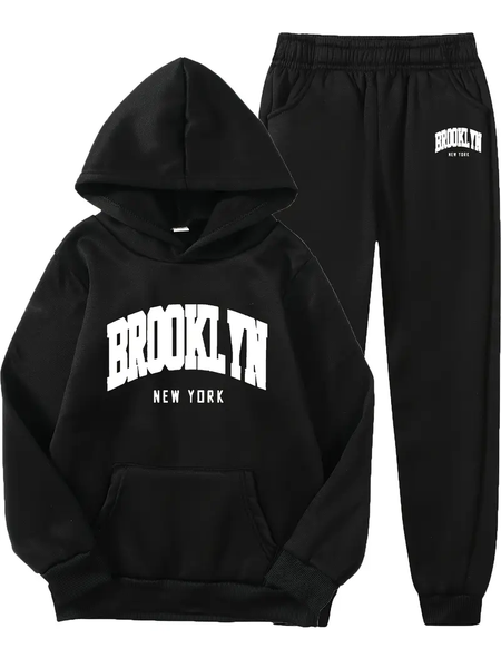 Girls' Fashion Letter Print Hoodie and Sweatpants Set