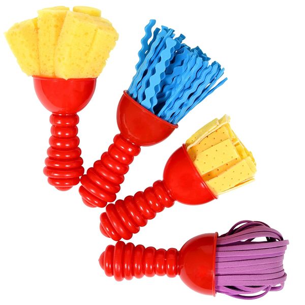 Textured Art Tools - Set of 4 - Jumbo Paint Brushes for Toddlers and Kids