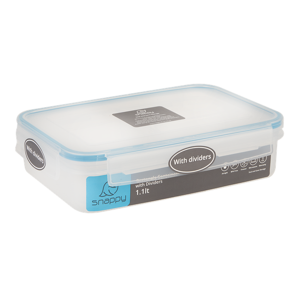 Snappy - Rectangular Food Storage Container Rectangular With Dividers - 1.1 Litre