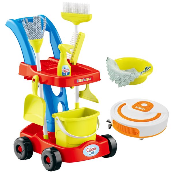 Cleaning Trolley with Vacuum Cleaner - Pretend Playset Toys for Toddlers