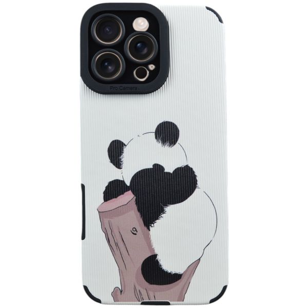 Shy Panda Ribbed Textured Phone Case Compatible With iPhone 16 Pro Max