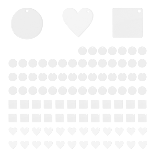 Acrylic Keychain Blanks Decoration Crafts Round Heart-Shaped for DIY Tags
