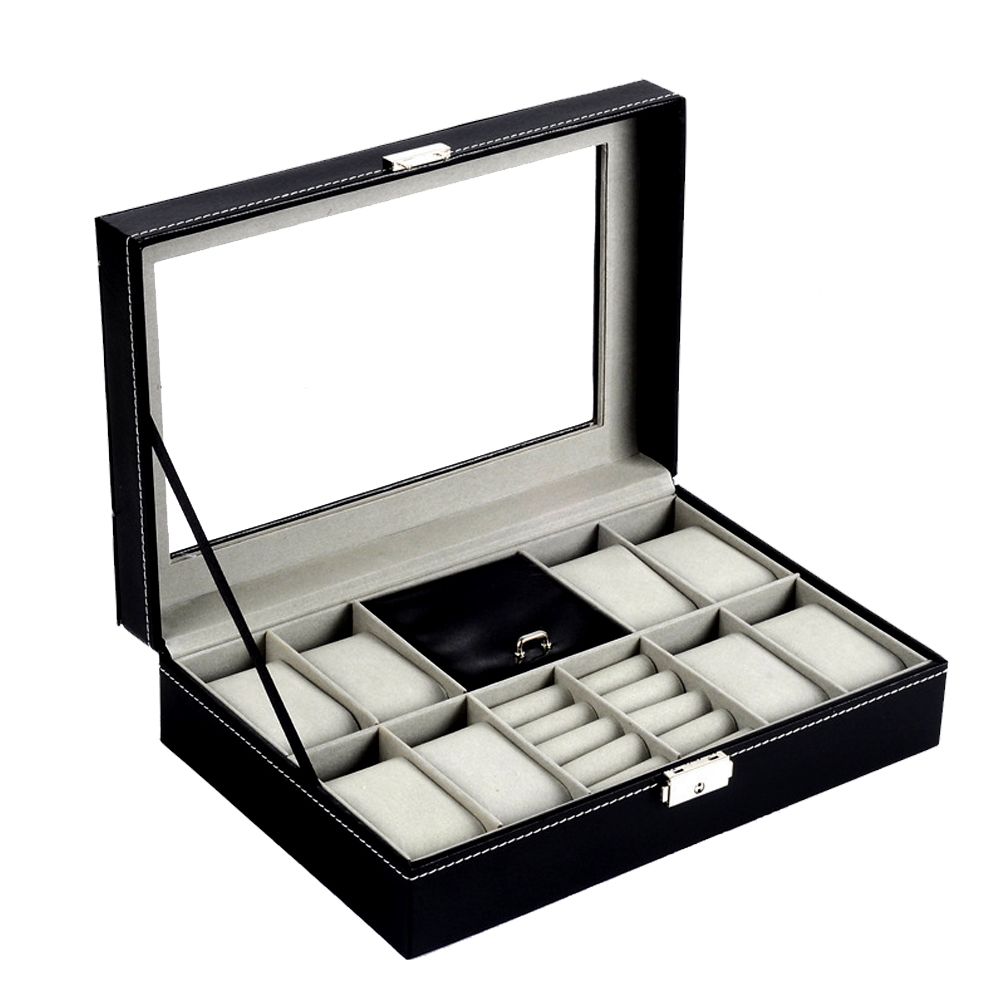 Collectors Watch Jewelry Box PU Leather 30c x 8cmx 20cm Case