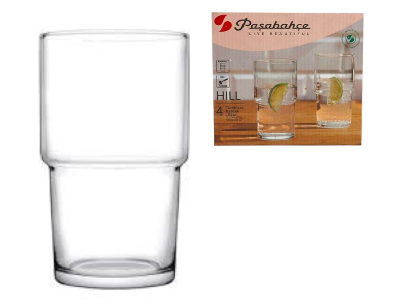 Pa?abahçe Hill 350ml Clear Glass Long Drink Tumbler 4 pack