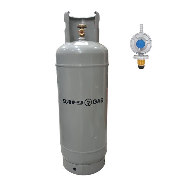 SAFY GAS 19kg Empty LPG Gas Cylinder with Regulator Steel Grey
