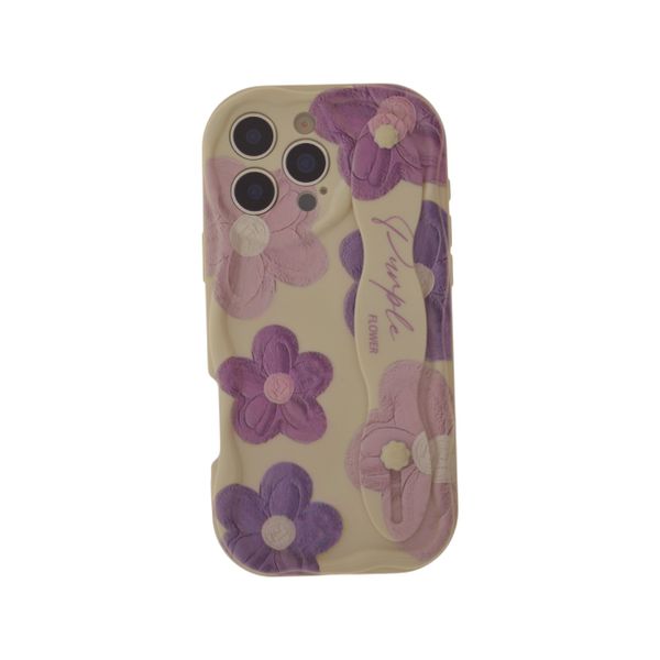 Pastel Flower Cover With Built-in Strap - Compatible With iPhone 15 Pro