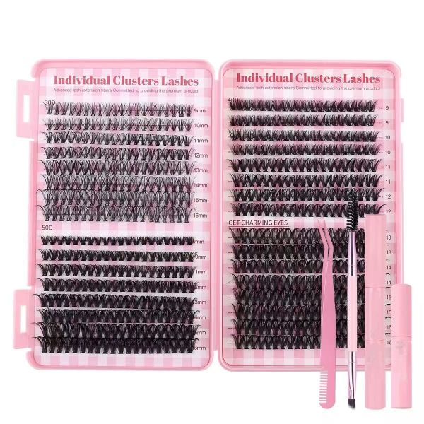 640 Piece Fashion False Eyelashes Set 9-16mm Mixed Thick DIY Eyelash Clusters