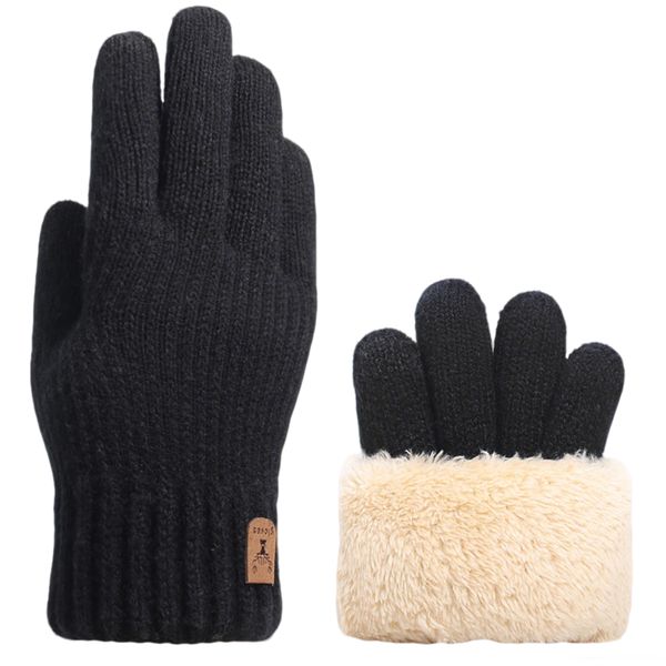 Mens Winter Gloves, Womens Thermal Warm Knit Touchscreen Gloves for Running