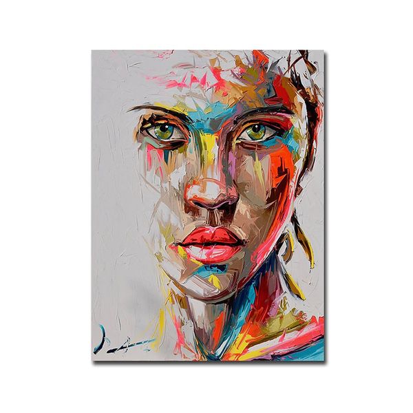 Abstracts Female Face Hand Painted A1 Printed Wall Canvas