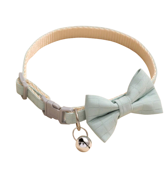 Light Blue Cute Pet Bow Tie Adjustable Cat and Small Dog Collar With Bell