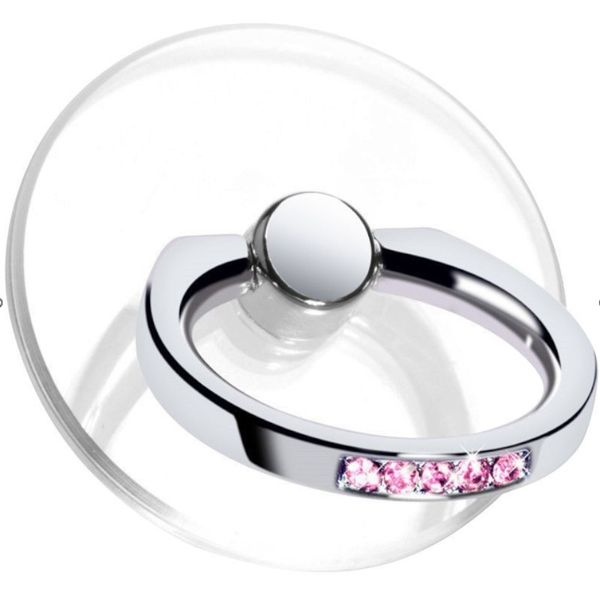Diamond Mobile Phone Ring Buckle - Transparent &amp; Silver
