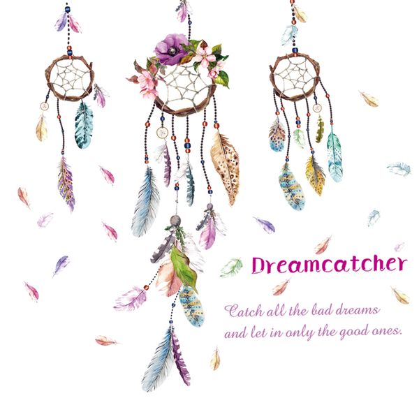 Feather &amp; Dream Catcher Art Sticker for Wall Decoration