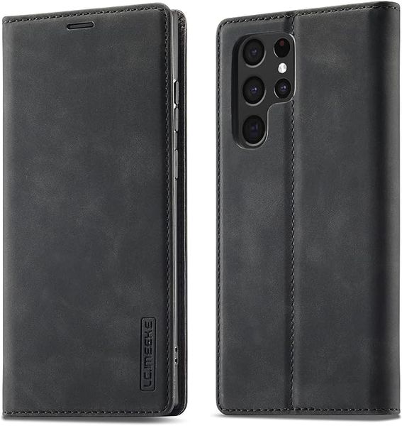 Flip Magnetic Leather Book Cover Compatible with Samsung Galaxy S24 Ultra Black