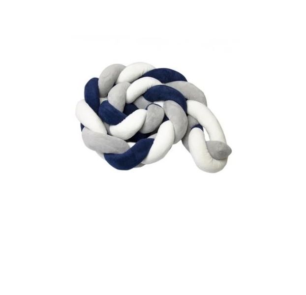 Totland Braided Crib Bumper - Navy Blue, White &amp; Gray Mix - 166cm
