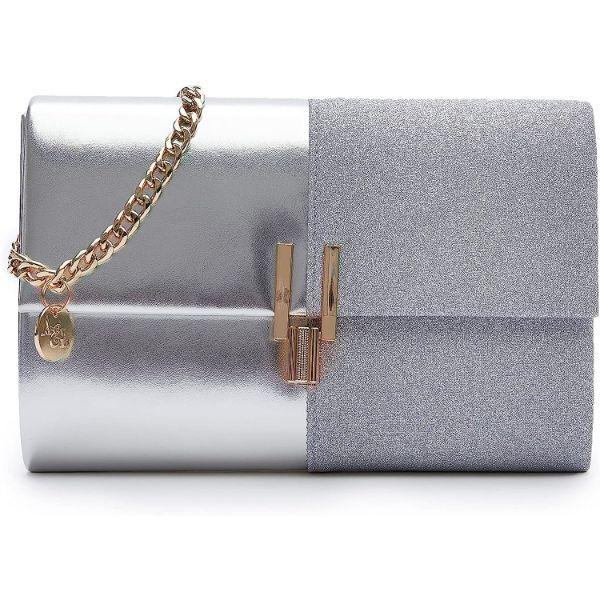 Two Tone Glitter Clutch Purse Crossbody Evening Bag for Women
