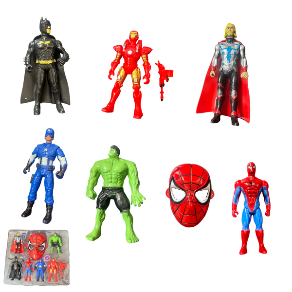 Superhero Action Figure Set - 7-Piece Heroes &amp; Mask Collection