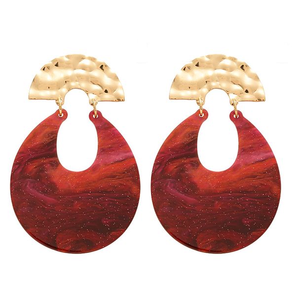 JOLITA Red Resin Diffused U-Shaped Silver Needle Earrings
