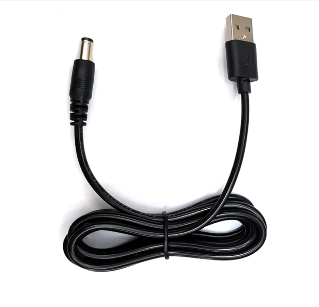 USB Cable Power Boost Line to 5.5mm X 2.1mm DC power cord -1meter