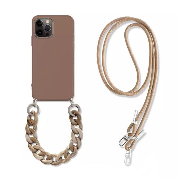 Luxury Tanned Cover with Rope Lanyard &amp; Marble Bracelet Compatible with iPhone