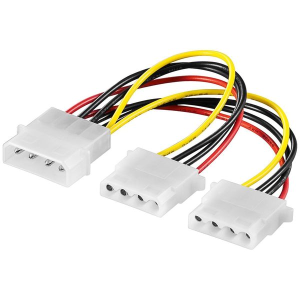 1 Molex Male to 2 Molex Female Y Power Cable