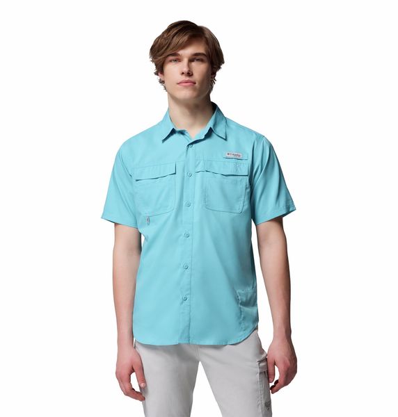 Columbia Men's PFG Blood and Guts V Short Sleeve Shirt Vintage Blue