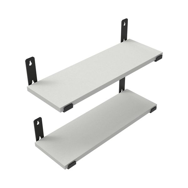 Wood Wall Decor Floating 2 Shelf, Black Metal Bracket for Gym, Kitchen, Bathroom