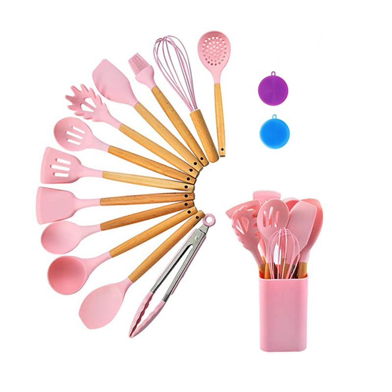 Silicone Cooking Utensils Set - Heat Resistant Kitchen Utensils, 19 Pieces Kitchen  Utensil Set, Pink 