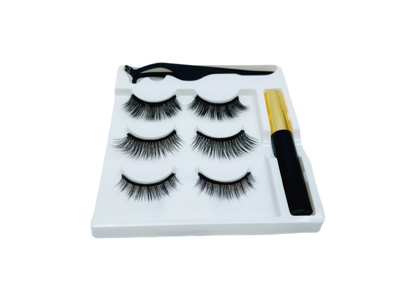 3D Magnetic Re-Usable Eyelashes with Applicator - 3 Pair