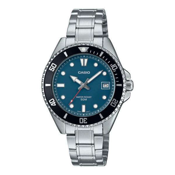 Casio Mens Silver Leisure Metal Strap Watch-MDV-10D-2A1VDF