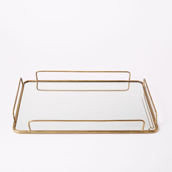 Glass- Gold Serving Tray